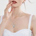 wholesale 925 Sterling Silver Mountain Cross Pendant with Turquoise and Mustard Seed Elements Nature Faith Jewelry for Women-0-5