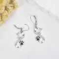 wholesale 925 Sterling Silver Infinity Paw Print Bone Drop Earrings-0-2