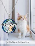 wholesale TOUPOP Cat Gifts For Girls Sterling Silver Cat Pendant With Blue Crystal/music Note/moonstone/heartbeat Necklaces Jewelry Mothers Day Birthday Cat Lovers Gifts For Women -0-1