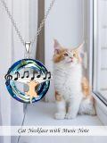 TOUPOP Sterling Silver Blue Crystal Cat Pendant Necklace-0-1