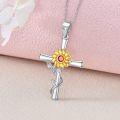 wholesale 925 Sterling Silver & Crystal Sunflower Cross Necklace for Women - Christian Faith Jewelry Gift-0-2