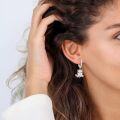 wholesale 925 Sterling Silver Raccoon Shape Cubic Zirconia Huggie Hoop Earrings for Women Girls  43mm Diameter-0-5