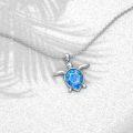 wholesale 925 Sterling Silver Blue Opal Turtle Pendant Necklace for Women Girls-0-1