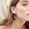 wholesale 925 Sterling Silver Heart Shape Opal And Crystal Dangle Earrings Wholesale With Lever Back-0-2