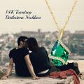 wholesale 14K Gold with Created Emerald & Moissanite Teardrop Pendant Necklace, 4CT D Color Gemstone Gift for Women-0-1
