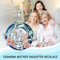 wholesale 925 Sterling Silver Blue Crystal Mother & Child Rose Flower Pendant Necklaces Gifts for Women-0-1