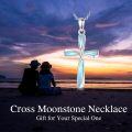 wholesale 925 Sterling Silver Moonstone Cross Pendant Necklace, Iridescent Gemstone Jewelry for Women, Adjustable Chain 18-20 Inches-0-1