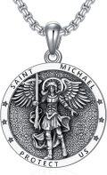 wholesale 925 Sterling Silver Saint Michael Angel Protect Us Medal Necklace for Men & Women -0-0