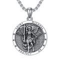 wholesale 925 Sterling Silver Saint Michael Protect Us Medal Pendant Necklace-0-0
