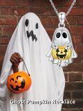 wholesale 925 Sterling Silver Ghost Pumpkin Pendant Necklace-0-5