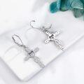 wholesale 925 Sterling Silver Heart & Infinity Cross Dangle Earrings with Cubic Zirconia Stones for Women-0-2