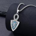 wholesale 925 Sterling Silver Turquoise Arrowhead Celtic Knot Wolf Pendant Necklace-0-2