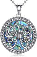 wholesale Sterling Silver & Abalone Shell Filigree Butterfly Pendant Necklace - Elegant Transformation Jewelry Gift for Women-0-0