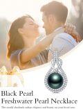 wholesale 925 Sterling Silver & White Gold-Plated Teardrop Black Pearl Pendant Necklace for Women-0-3