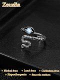 wholesale 925 Sterling Silver Adjustable Snake Band Ring Jewelry Gift for Women-0-3