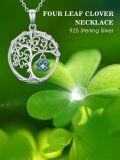 wholesale 925 Sterling Silver Celtic Tree of Life with Green Clovers Pendant Necklace-0-5