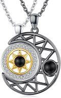 wholesale Sterling Silver Sun Moon Necklace Set Romantic Valentine s Gift for Couples-0-13