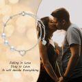 wholesale 14K Gold Cultured Pearl Heart Charm Bracelet for Women - White Pearls and  Chain Set-0-1