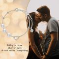 wholesale 14K Gold Cultured Pearl Heart Charm Bracelet for Women - White Pearls and  Chain Set-0-1
