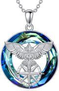 wholesale TOUPOP Eagle Necklace 925 Sterling Silver Compass Necklace Pendant With Crystal Christmas Birthday Valentines Day Jewelry Gifts For Women Wife Mom -0-0