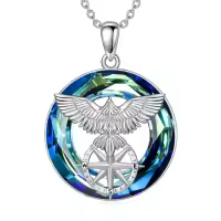 TOUPOP Sterling Silver Crystal Compass Necklace Gift For Women-undefined