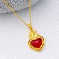 wholesale 925 Sterling Silver Red Enamel Heart with Flames Pendant Necklace Christian s for Women-0-4