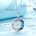 wholesale 925 Sterling Silver 60th Anniversary Blue Crystal Celtic Moon & Stars Pendant Necklace for Women-0-5