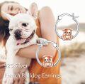 wholesale 925 Sterling Silver Bulldog Huggie Hoop Earrings for Women Girls  48x36mm-0-5
