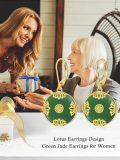 wholesale 14K Gold Plated Sterling Silver Round Natural Jade Earrings for Women-0-11