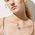 wholesale 925 Sterling Silver Heart Photo Locket Necklace With Blue Stone-0-5