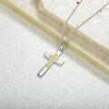 wholesale 925 Sterling Silver Gold Plated Cubic Zirconia Cross Pendant Necklace for Women-0-2