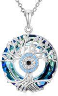 wholesale TOUPOP Evil Eye Necklace 925 Sterling Silver Tree Of Life/turquoise Evil Eye Crystal Pendant Necklace Protection Jewelry Amulet Christmas Gifts For Women Her -0-0