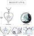wholesale 925 Sterling Silver Heart Opal Paw Print Forever Love Charm Pendant Necklace-0-3
