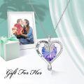 wholesale TOUPOP Butterfly Necklaces For Women Butterfly Gift Butterfly Pendant S925 Sterling Silver For Women Daughter Girlfriend Sister Mother Day Birthday (purple Crystal Heart) -0-2