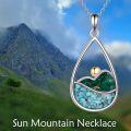 wholesale 925 Sterling Silver Turquoise & Malachite Wave Pendant Necklaces with Gold Plated Citrine Stone s for Women Girls Mother's Day Gift Ideas-0-1