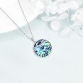 wholesale 925 Sterling Silver Round Abalone Shell Mermaid Pendant Necklace with Shark and Evil Eye Charm for Women-0-4