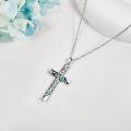 wholesale 925 Sterling Silver Abalone Shell Celtic Cross Witch's Knot Pendant Necklace-0-2