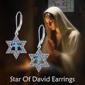 wholesale 925 Sterling Silver Blue Enamel Cross Star of David Dangle Leverback Earrings for Women Mothers Day GiftÓÌÌ«½ÌÊÎÆ·Ä¸Ç×½ÚÀñÎï-0-2