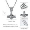 wholesale Silver Plated Copper Oxidized Black Viking Thor Hammer Mjolnir Pendant Necklace-0-4