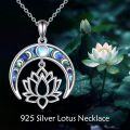 wholesale 925 Sterling Silver Abalone Shell & Moonstone Lotus Pendant Necklace for Women's Gifts-0-1