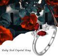 wholesale  925 Sterling Silver Ruby Red Crystal Dancing Butterfly Adjustable Open Ring, Elegant Sparkly Unique Gift for Women-0-1