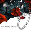 wholesale 925 Sterling Silver Red Marquise And Round Cubic Zirconia Butterfly Ring-0-1
