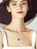 wholesale Sterling Silver Black Pearl Pendant Necklace for Women Jewelry Gift-0-3