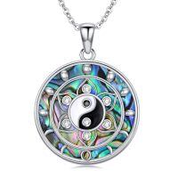 wholesale 925 Sterling Silver Yin Yang Pendant With Rainbow Mother Of Pearl And Cubic Zirconia-Yin Yang-Lotus