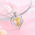 wholesale 925 Sterling Silver Heart-Shaped Saint Michael Guardian Angel Pendant Necklace with Cubic Zirconia and Cross Charm for Women Girls  47cm Chain Length-0-1