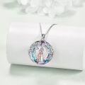 wholesale 925 Sterling Silver Amethyst Mother Daughter Pendant Necklaces - Gifts for Mom and Grandmother-0-3
