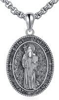 wholesale 925 Sterling Silver Saint Benedict Medal Necklace with Chain - Religious  for Men & Women -0-0