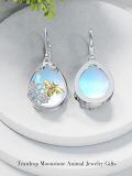 wholesale 925 Sterling Silver Honeycomb Bee Blue Topaz Drop Leverback Earrings-0-3
