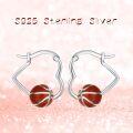 wholesale 925 Sterling Silver Basketball Ball Sporty Hoop Earrings for Women - Hypoallergenic s-0-5