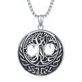 TOUPOP Sterling Silver & Zircon Tree Of Life Necklace For Men Women-0-0